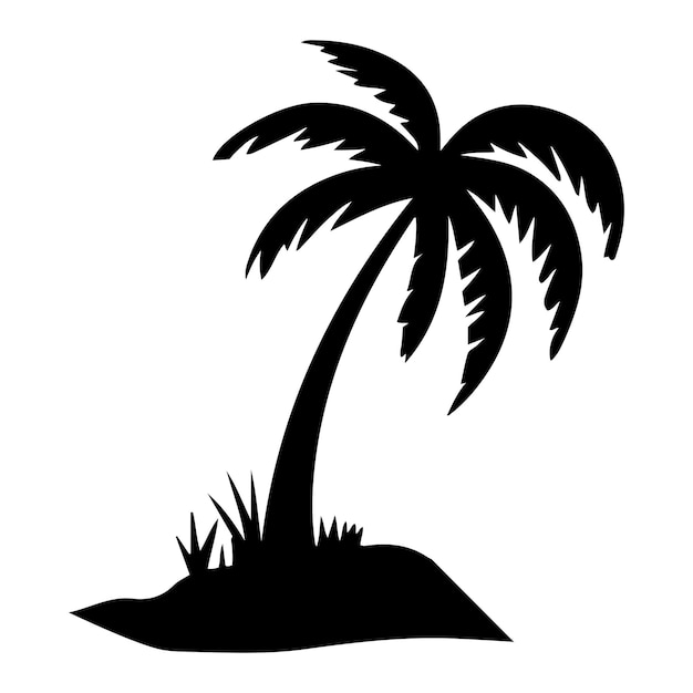 Una silueta vectorial de una palmera aislada sobre un fondo blanco Clipart negro de una palmero tropical