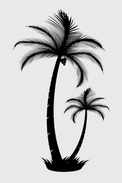 Vector silueta vectorial de palmera una imagen en blanco y negro de dos palmeras