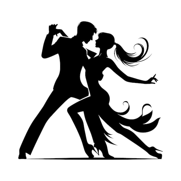 silueta vectorial de una pareja romántica bailando