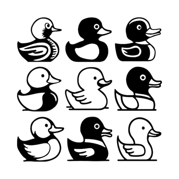Silueta vectorial de los patos del lago