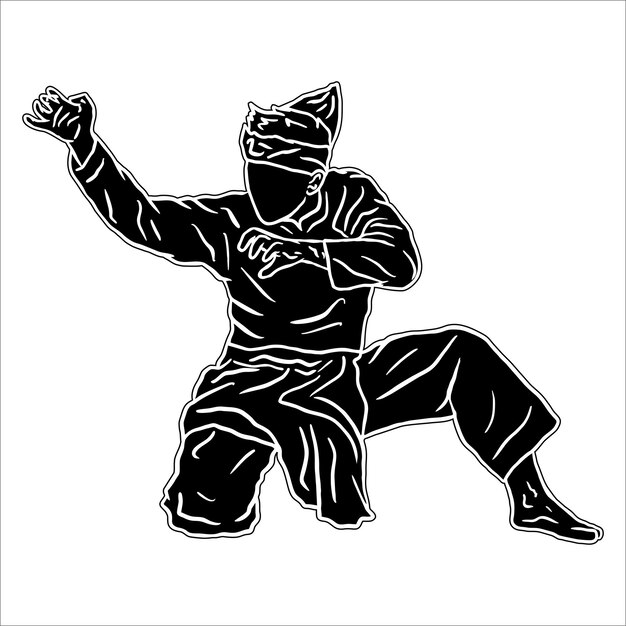 Silueta vectorial de pencak silat