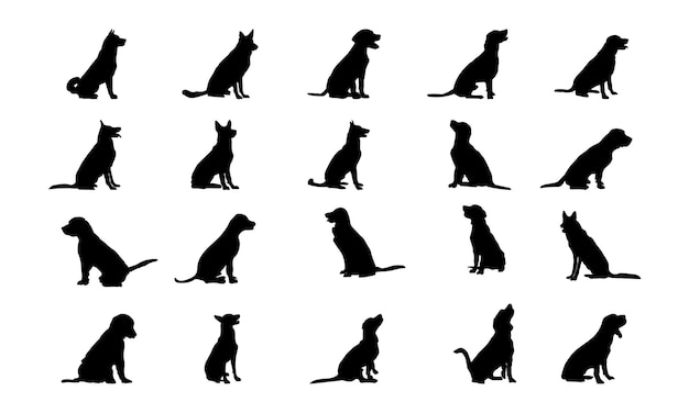 Silueta vectorial de un perro sobre fondo blanco.