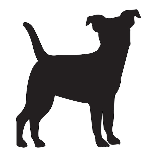 Silueta vectorial de un perro sobre fondo blanco.