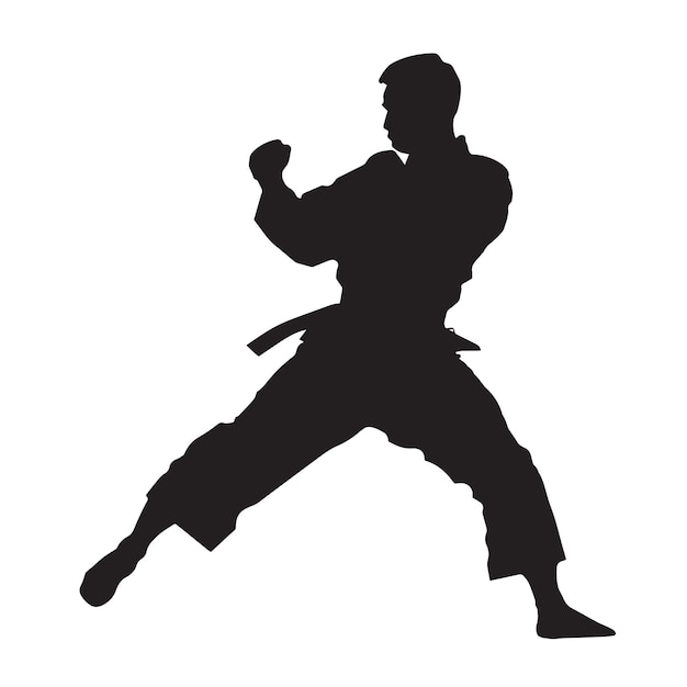 Vector silueta vectorial de una persona deportiva de artes marciales con icono recortado plano