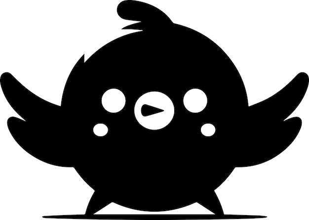silueta vectorial de personaje de pájaro gracioso mínimo silueta de color negro silueta de fondo blanco 15