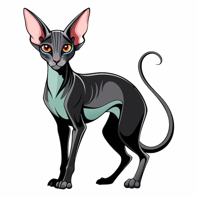 Silueta vectorial de Peterbald con fondo blanco