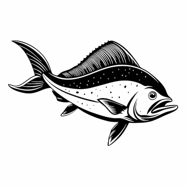 una silueta vectorial de un pez Mahi Mahi