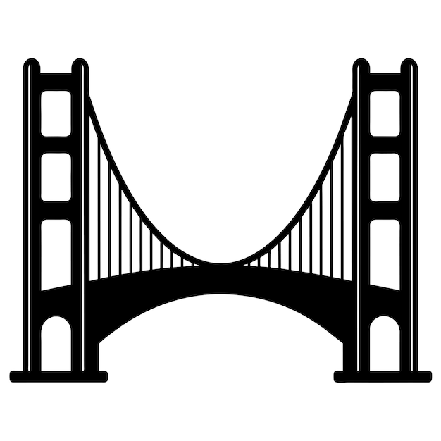 Vector la silueta vectorial del puente golden gate en color negro 14