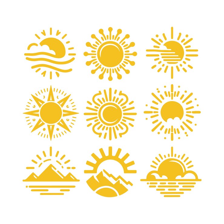 silueta vectorial de puesta de sol sobre un fondo blanco