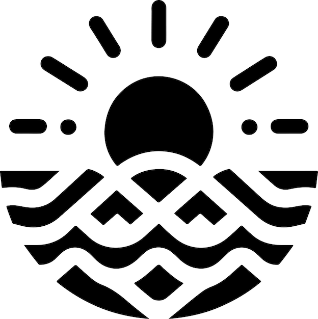 Silueta vectorial simple del icono del sol PNG fondo blanco 11