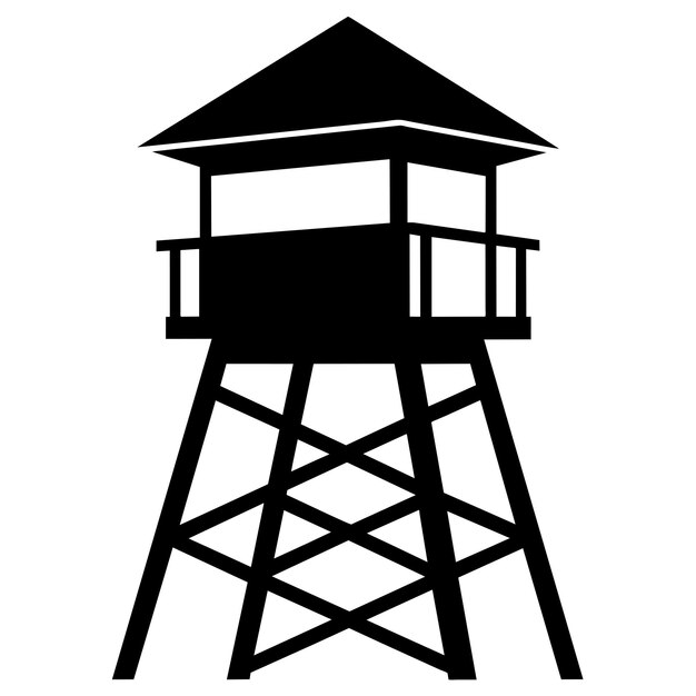 Silueta vectorial de la torre de salvavidas de color negro Silueta de fondo blanco 30