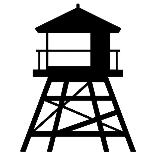 Silueta vectorial de la torre de salvavidas de color negro Silueta de fondo blanco 39