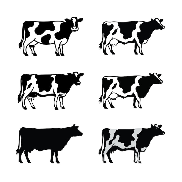 Silueta vectorial de una vaca lechera frisona