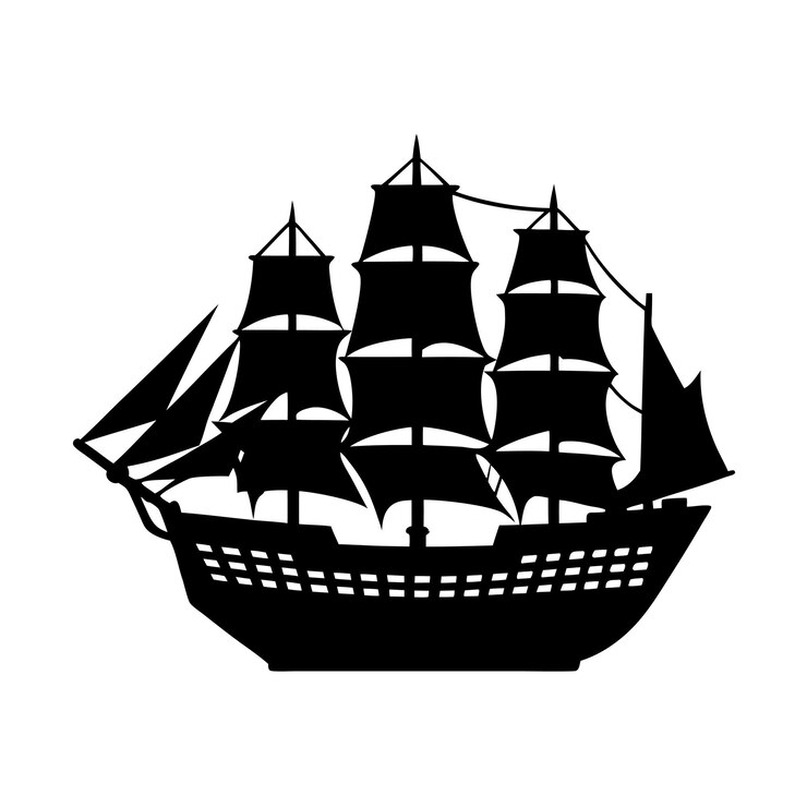 Silueta de un velero de tres mástiles