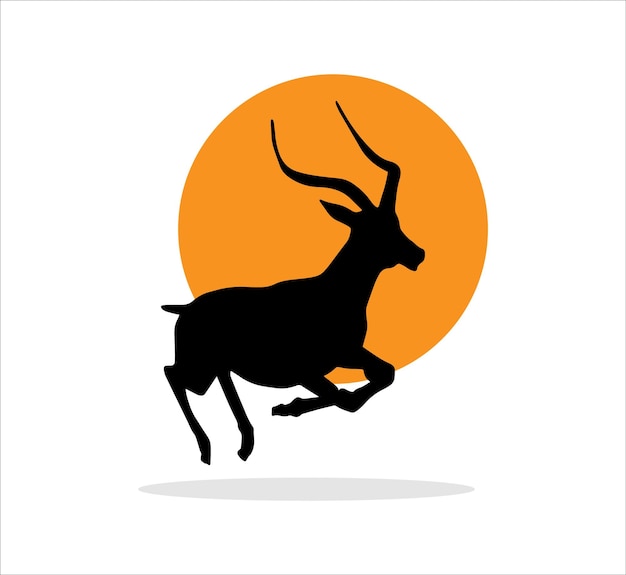 silueta, venado, en, sol, decoración, ilustraciones