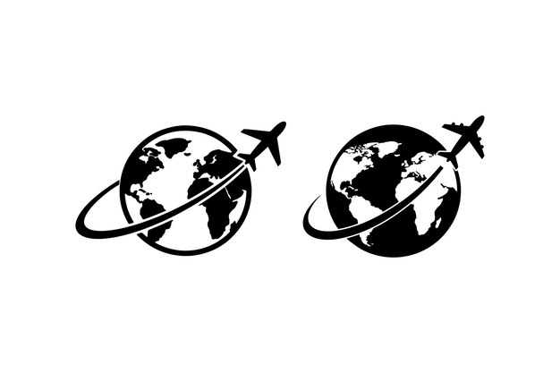 Silueta de viaje global con vector de avión