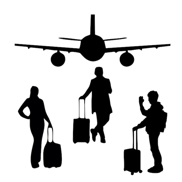 Silueta de viajeros en el aeropuerto