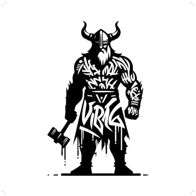 silueta vikinga personas en graffiti etiqueta hip hop arte callejero tipografía ilustración