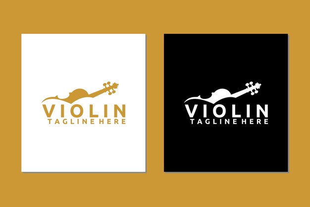 Silueta de violín dorado violonchelo violín contrabajo icono logo vector diseño ilustración