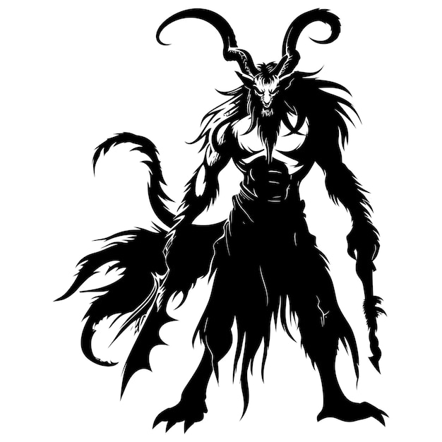 Vector silueta xiezhi o haetae la criatura mítica antigua bestia color negro sólo