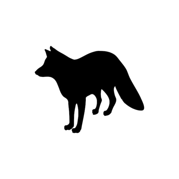 Silueta de zorro de pie sobre un fondo blanco