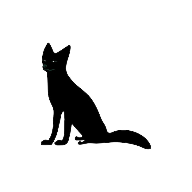 Silueta de zorro sentado sobre un fondo blanco