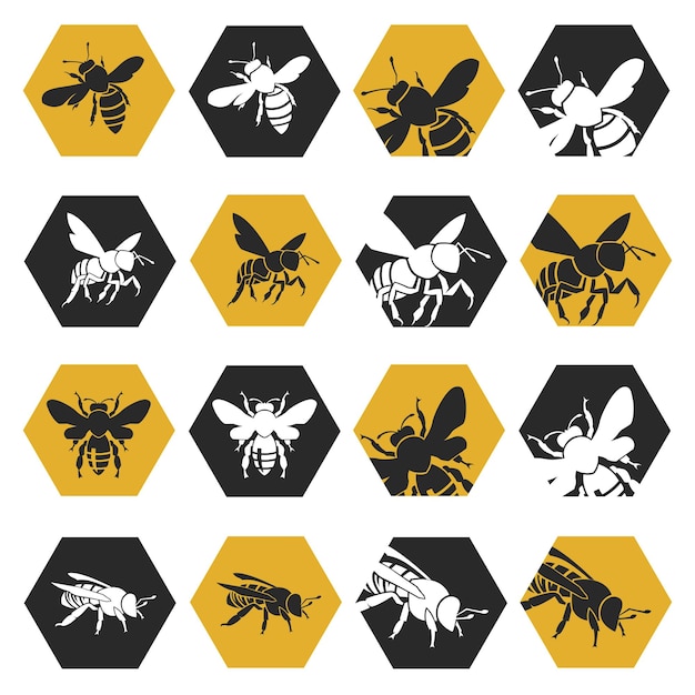 siluetas de abejas sobre fondo de panal