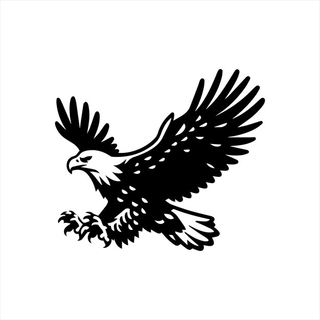 Siluetas de águila calva aisladas en blanco Esta ilustración vectorial se puede usar como impresión en camiseta