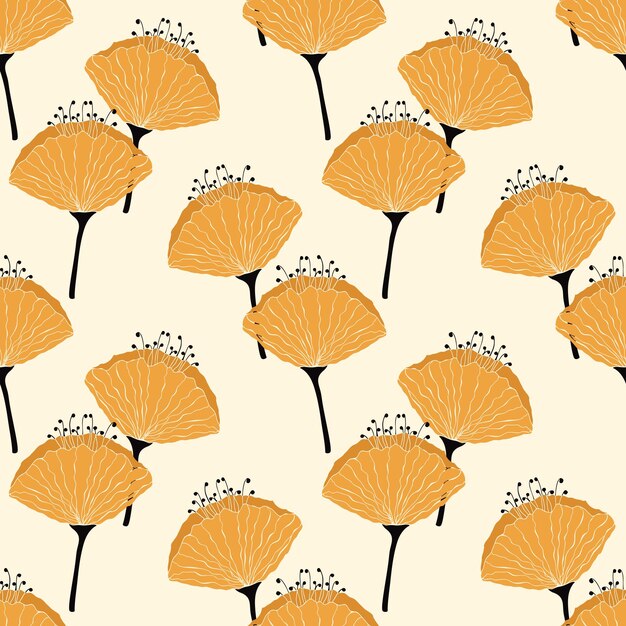Siluetas amarillas de las flores de Eschscholzia patrón de amapola de California amapola dorada