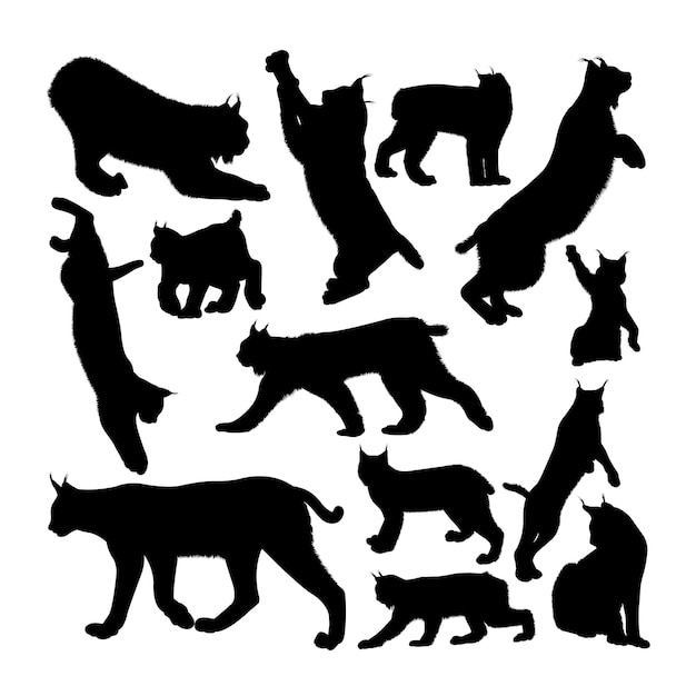 Vector siluetas de animales de gato lynx