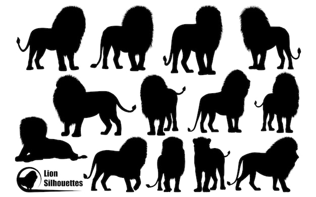 siluetas de animales León vector