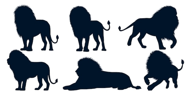 siluetas de animales León vector