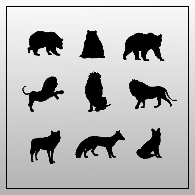 Vector siluetas de animales salvajes 2