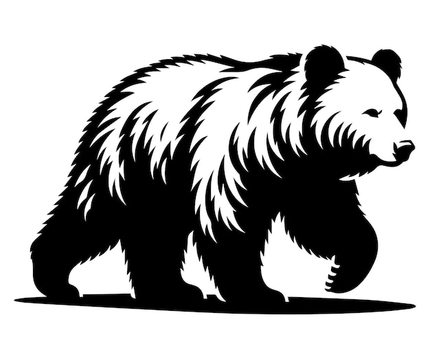 Las siluetas de animales salvajes del oso en el fondo blanco, el oso pardo, el oso polar, el oso de California.