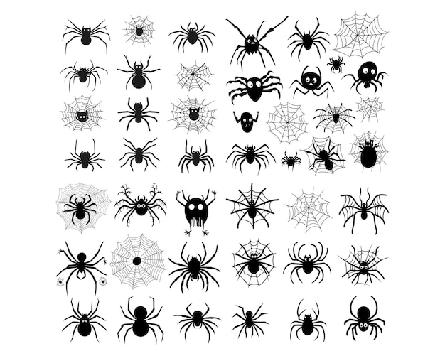 Las siluetas de araña negra de Halloween Vector Las siluetas del araña negra espeluznante Vector