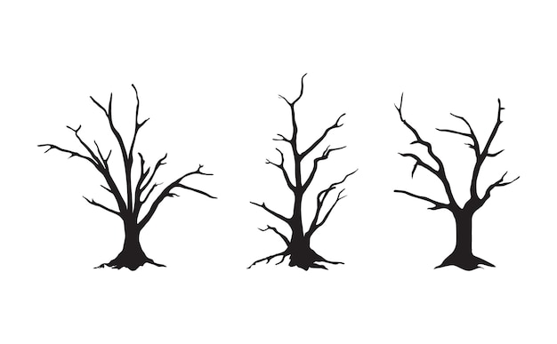 siluetas de árboles muertos ilustración vectorial eps 10