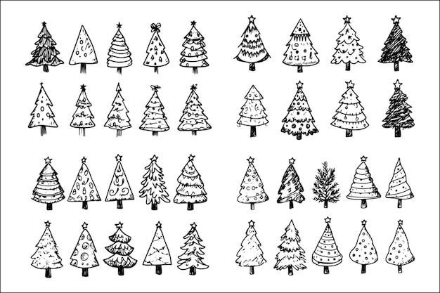 Siluetas de árboles de Navidad Decoraciones de Navidad Conjunto de Decoración de Vacaciones Conjunto De Árboles de Navidad