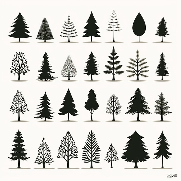 Vector siluetas de árboles de navidad vector de dibujos animados
