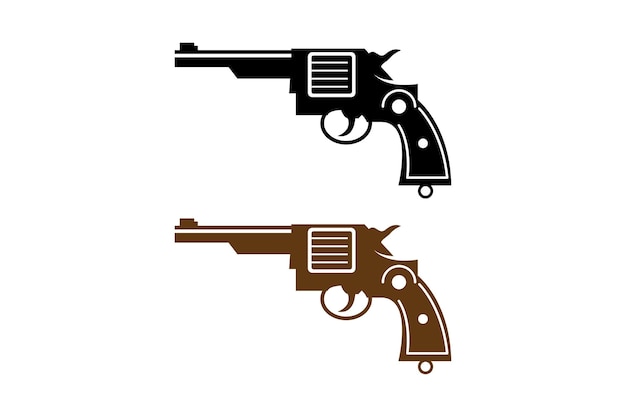 siluetas de arte de revólveres con vector de fondo blanco
