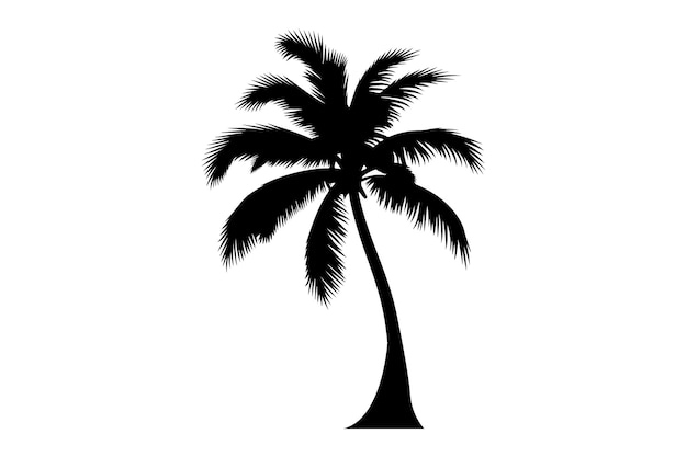 Siluetas artísticas de palmeras con fondo blanco