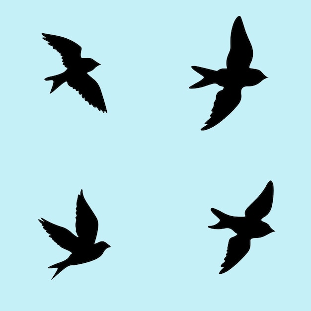 Siluetas de aves en vuelo