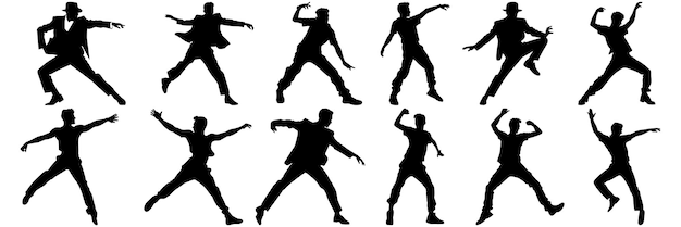 Siluetas de baile establecen un gran paquete de diseño de silueta vectorial fondo blanco aislado