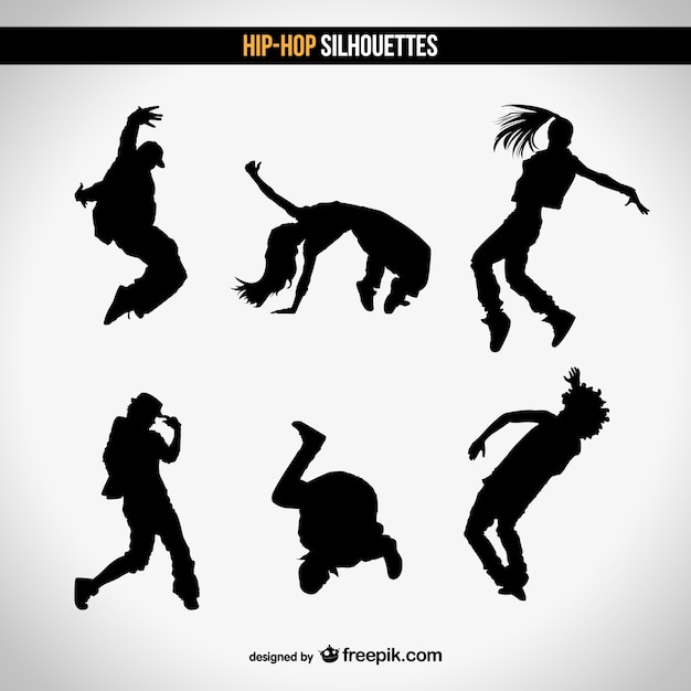 Vector siluetas de baile urbano