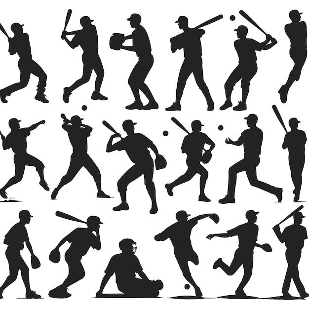 siluetas de béisbol