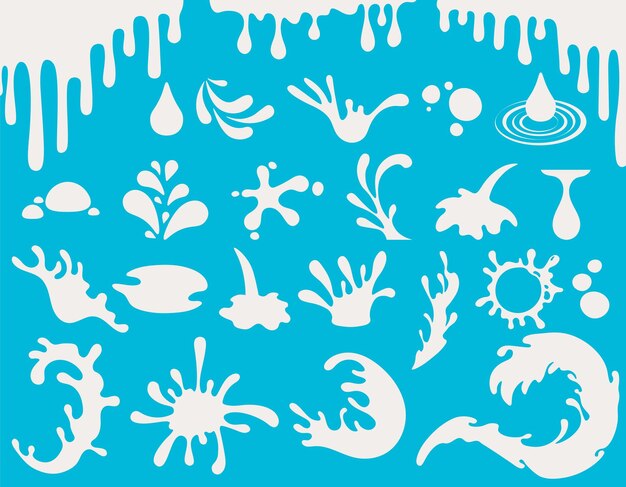 Las siluetas blancas de la leche salpican las olas caen