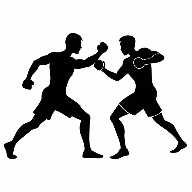 Las siluetas de boxeo de los luchadores Arte vectorial