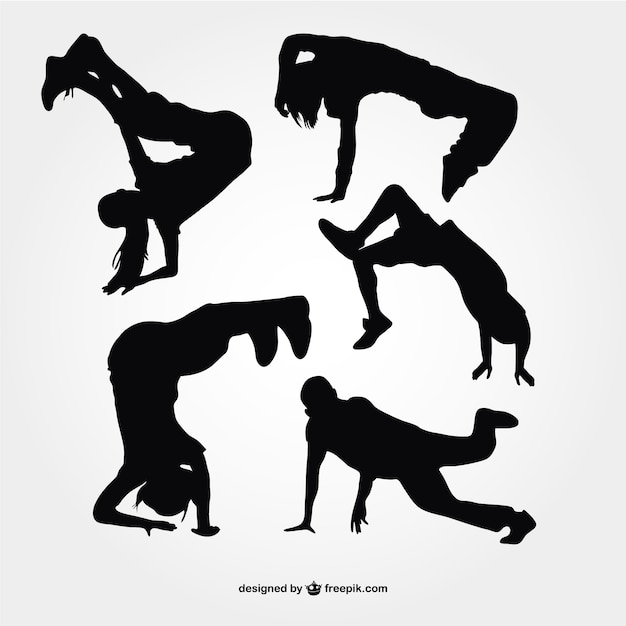 Vector siluetas de break dance