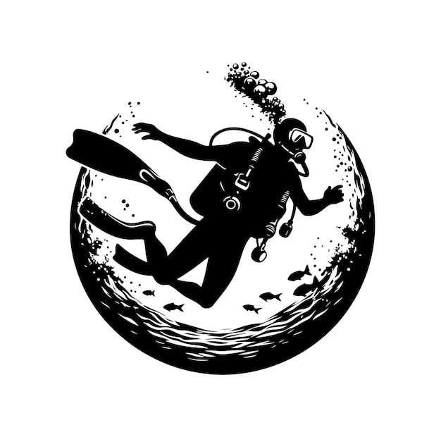 Las siluetas de buceo vectorial las siluetas de busto vectorial