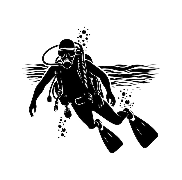 Las siluetas de buceo vectorial las siluetas de busto vectorial