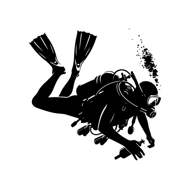 Las siluetas de buceo vectorial las siluetas de busto vectorial